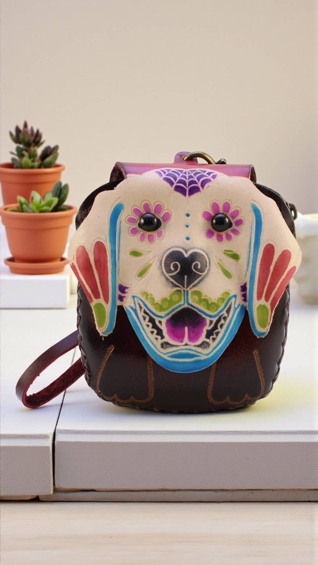 Sugar Dog Wristlet leather coin purse wallet