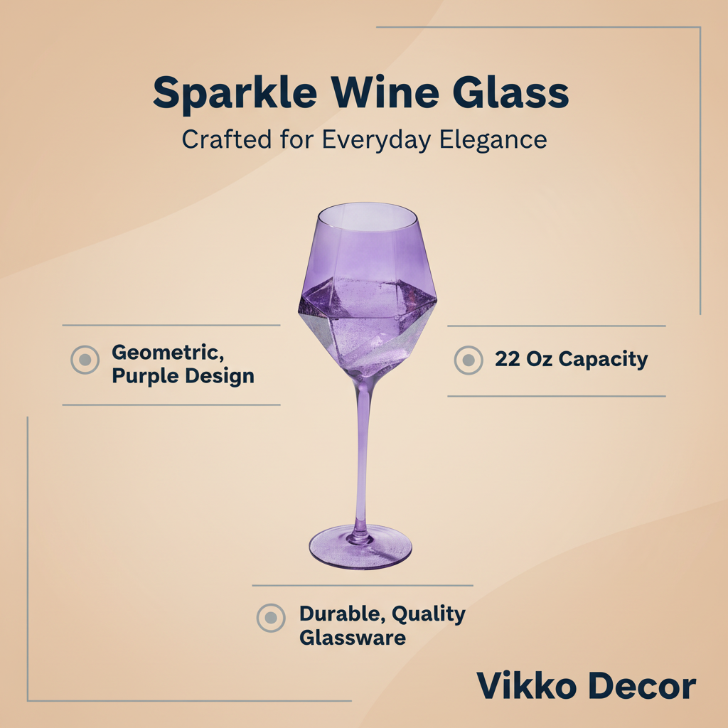 Vikko Decor - Sparkle, Purple, Wine Glass, 22 Oz