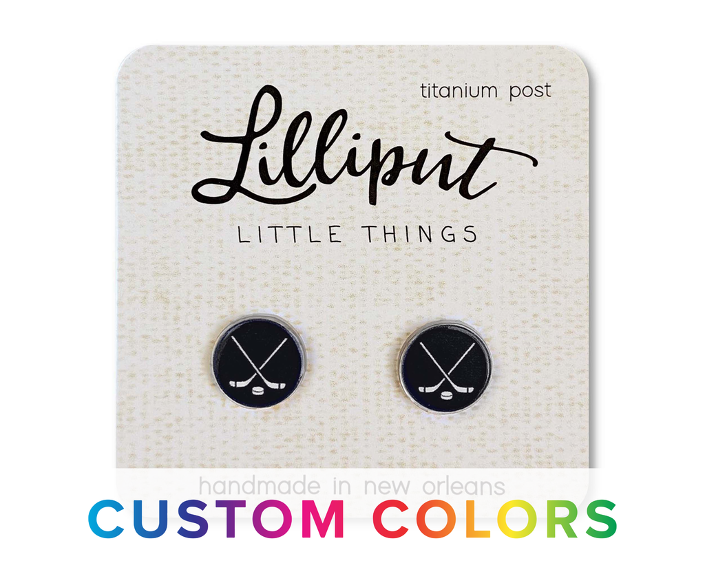 Ice Hockey Earrings - Custom Colors Available!: Black