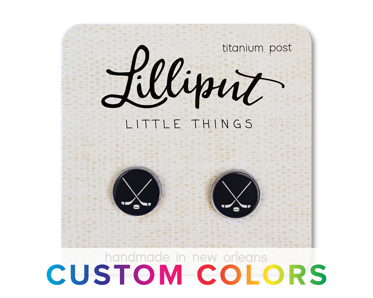 Ice Hockey Earrings - Custom Colors Available!: Black