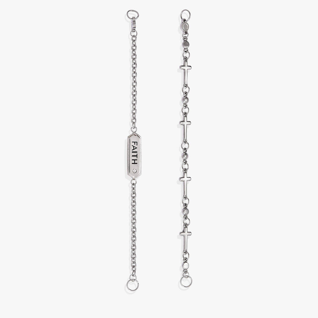 Faith Stranded™ Bracelet Set: Stainless Steel Silver