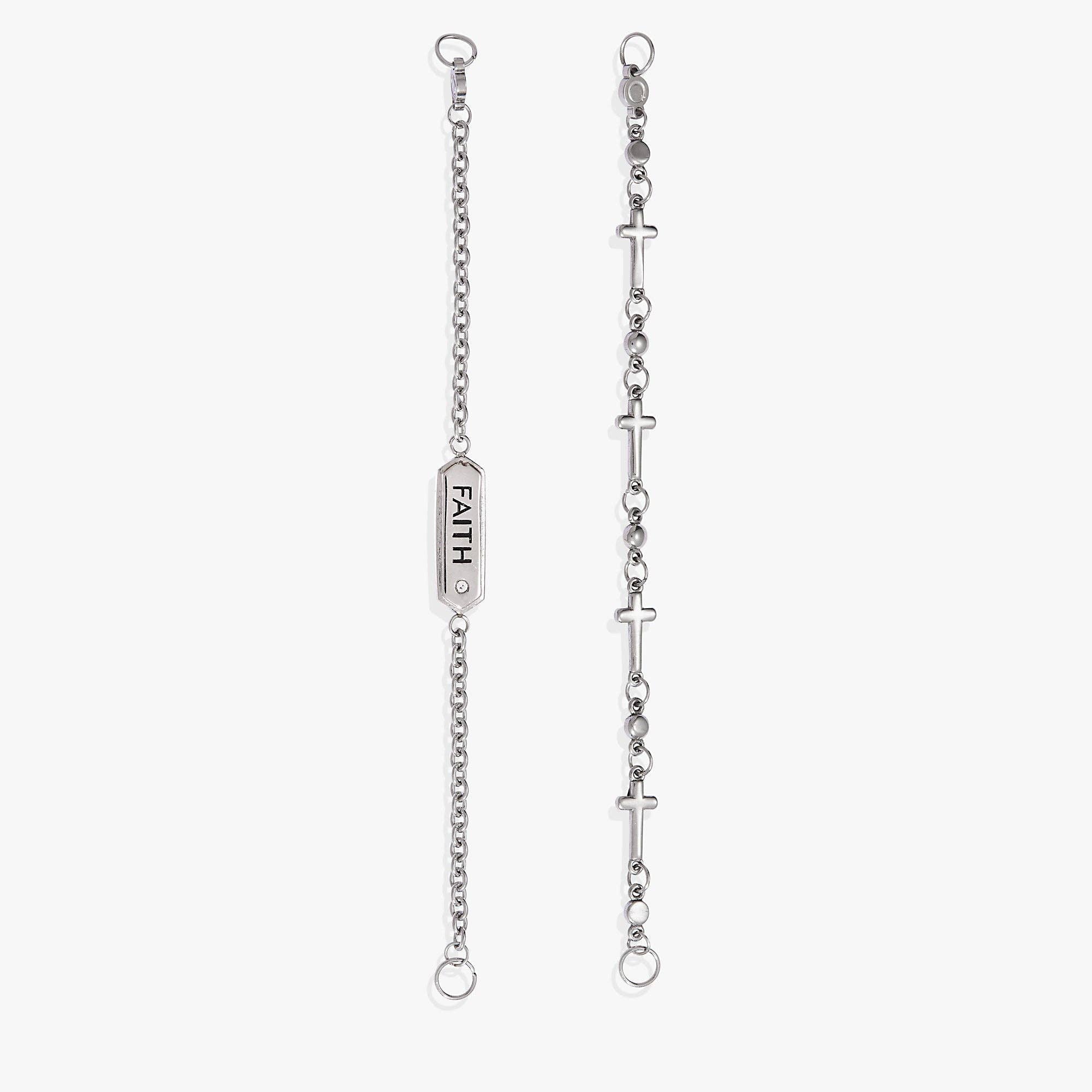 Faith Stranded™ Bracelet Set: Stainless Steel Silver