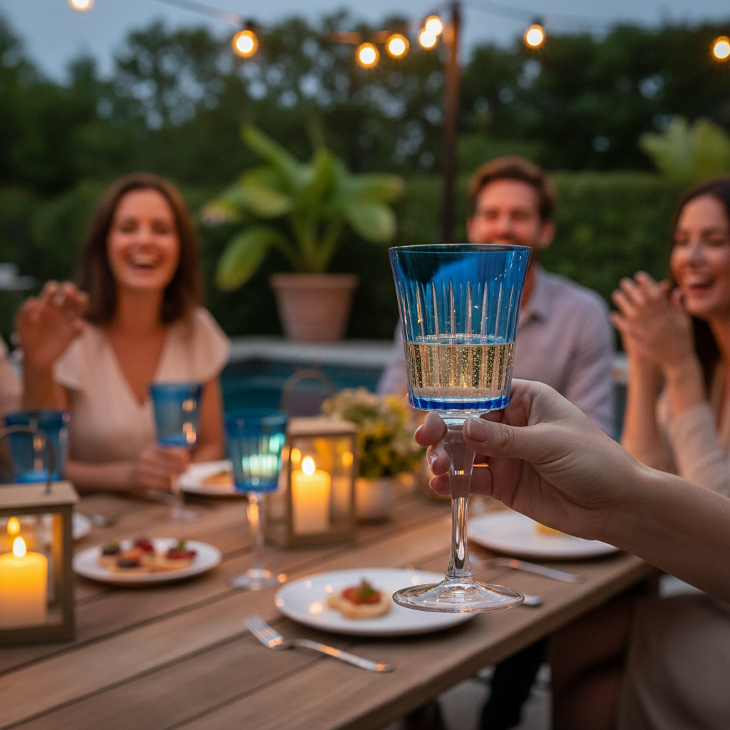 Vikko Décor - Timeless, 8oz Wine Glass, Blue