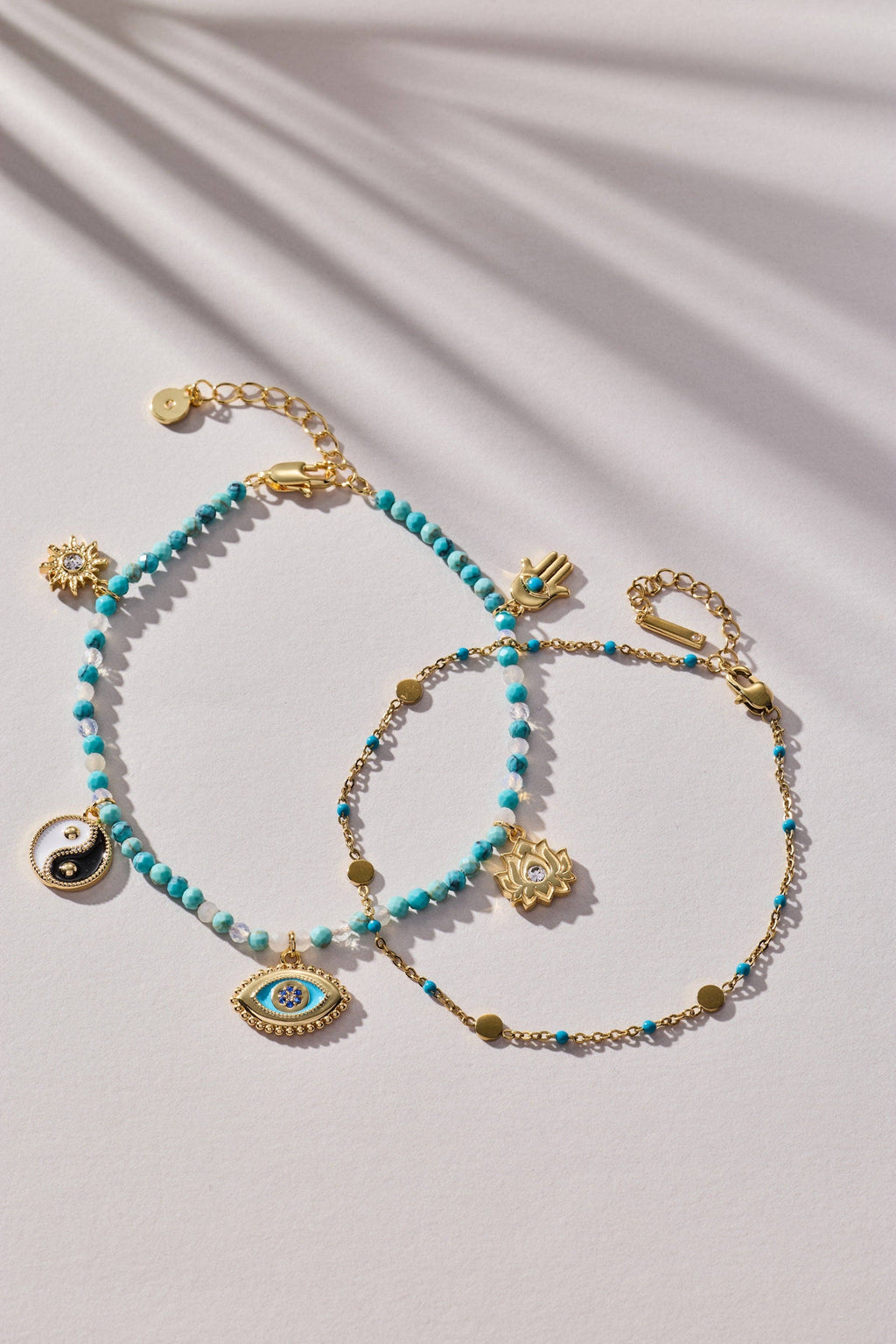 Healing Stone Charm Anklet: Gold