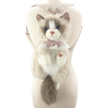 Cute Cat Plush Backpack in Polyester: White+Grey
