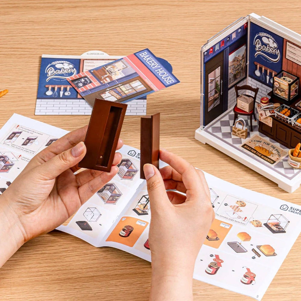 DIY Miniature House Kit: Butter Bakery House with Dust Cover