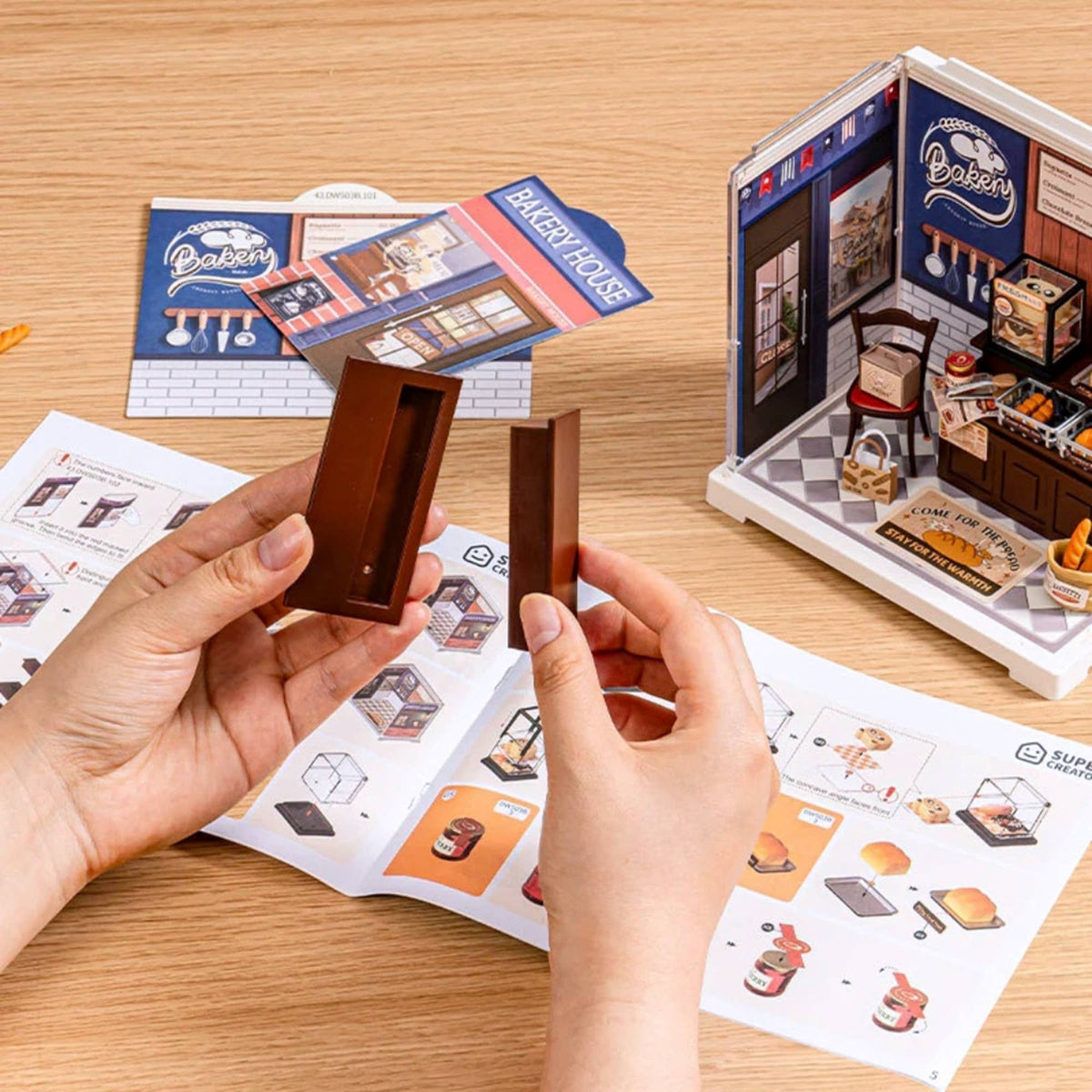 DIY Miniature House Kit: Butter Bakery House with Dust Cover