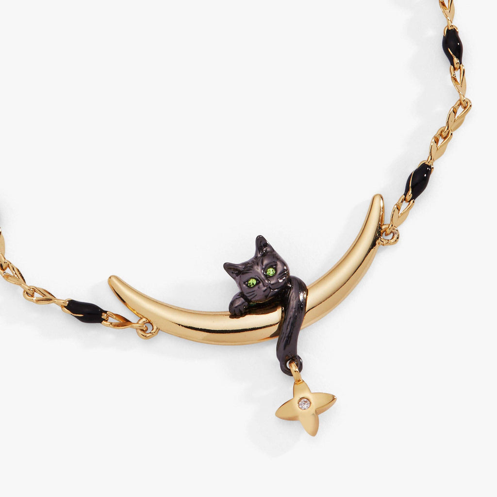 Celestial Cat Linear Bracelet: Two Tone