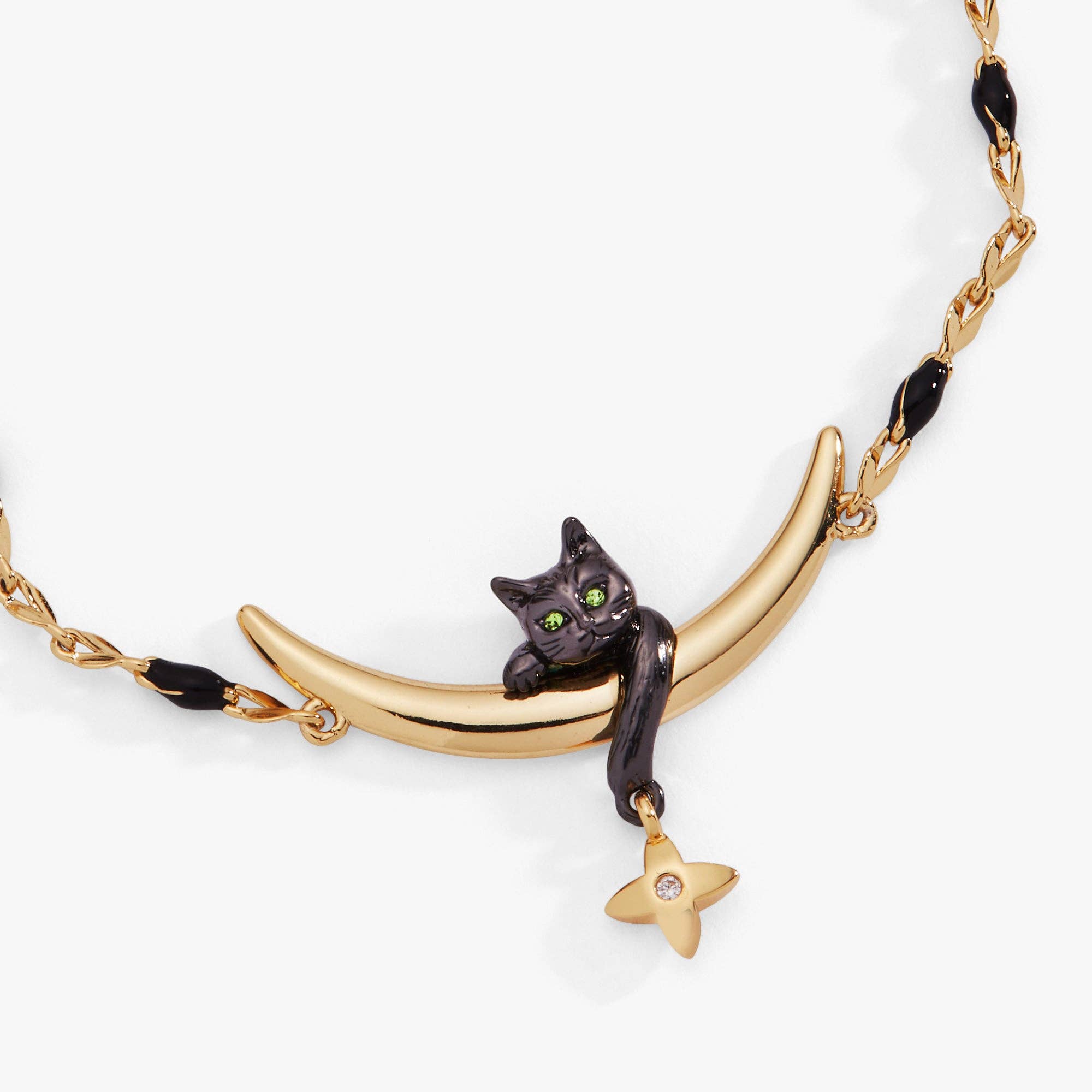 Celestial Cat Linear Bracelet: Two Tone
