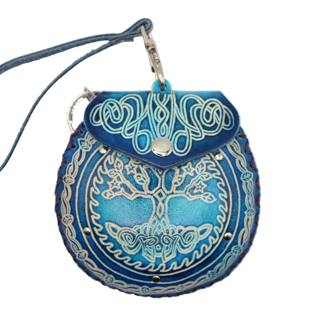 Tree of Life Wristlet leather coin purse: Green
