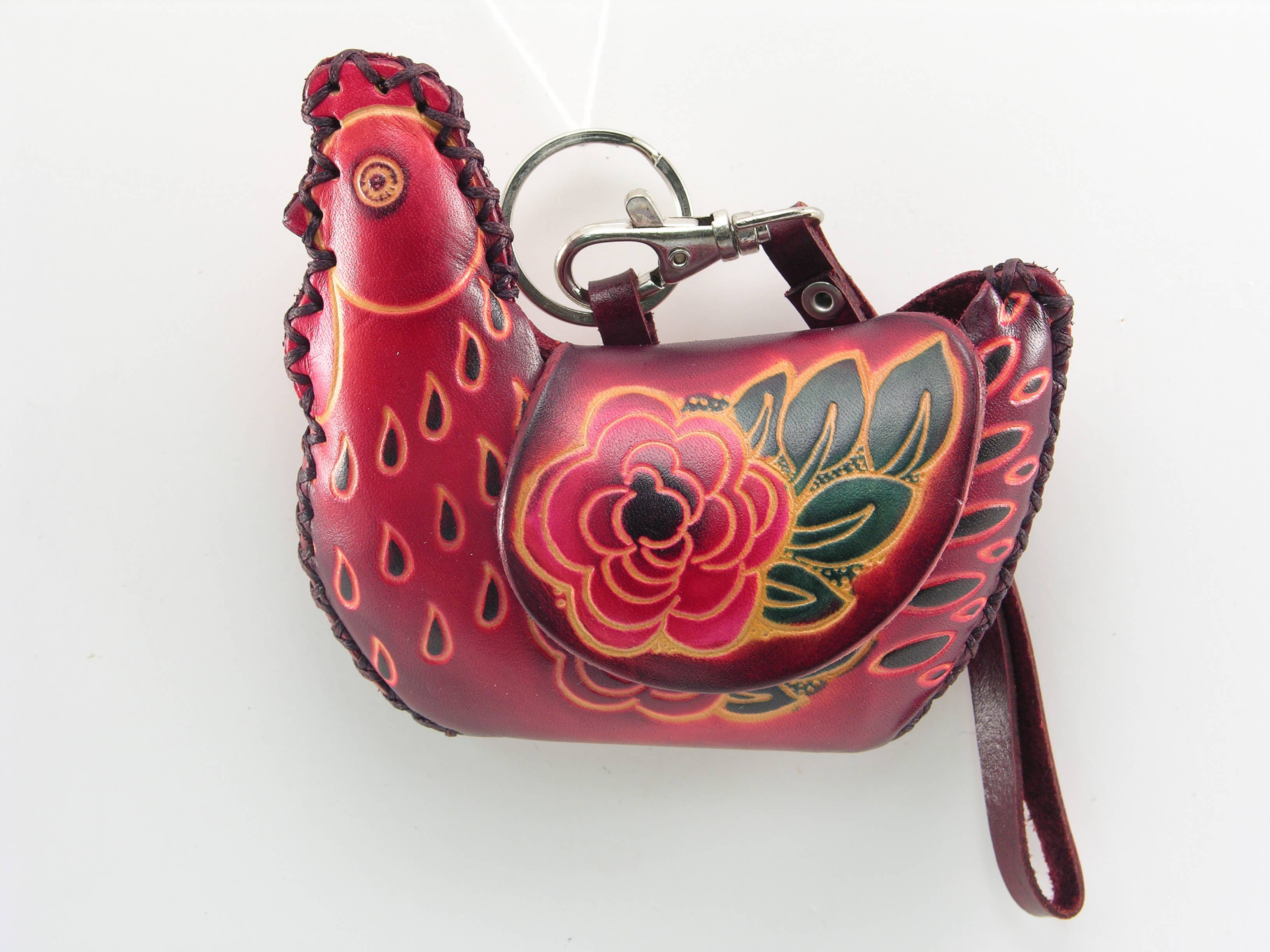 Leather chicken Hen coin purse