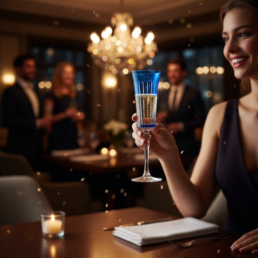 Vikko Décor - Timeless, 6oz Champagne Glass, Blue