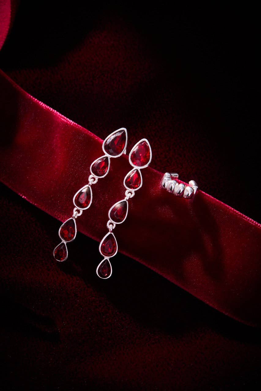 Vampire & Fangs Cuff Earring Set: Silver