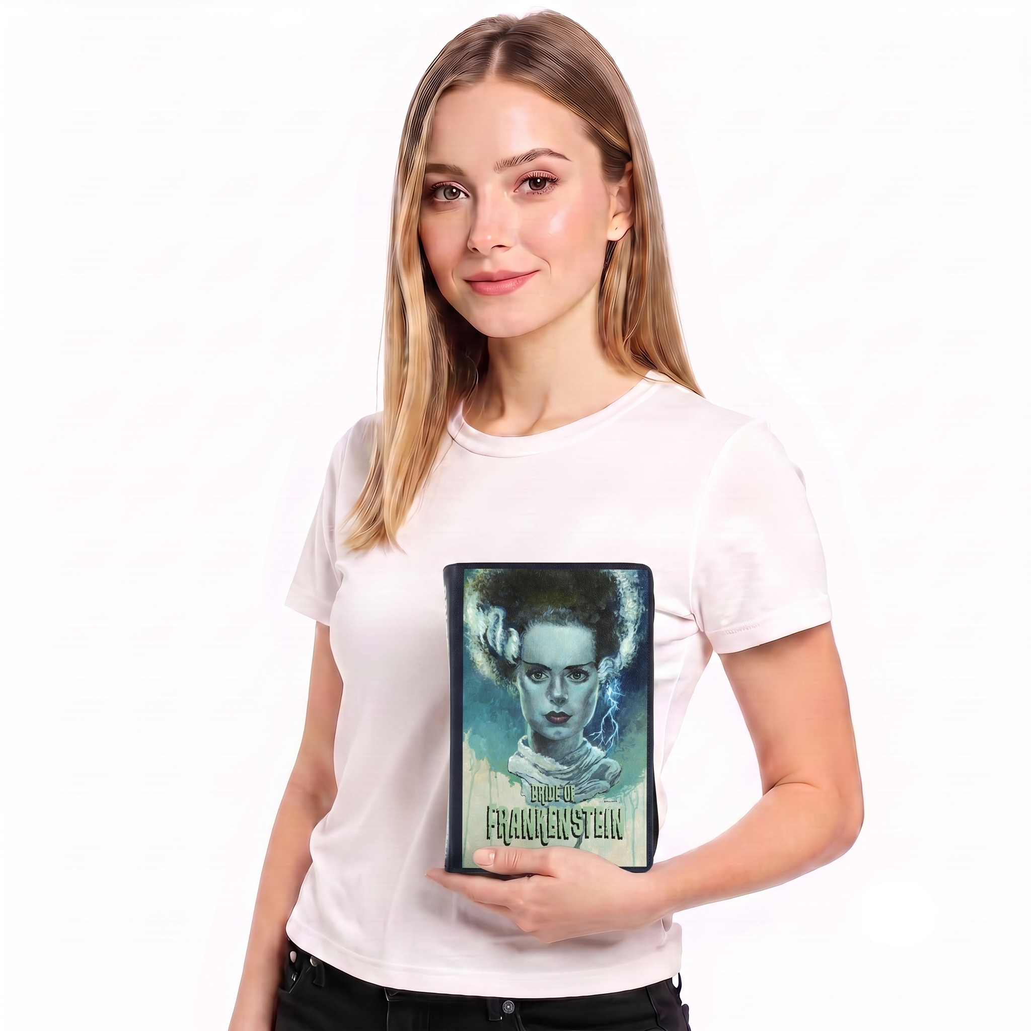 BRIDE OF FRANKENSTEIN BOOK CLUTCH BAG IN VINYL