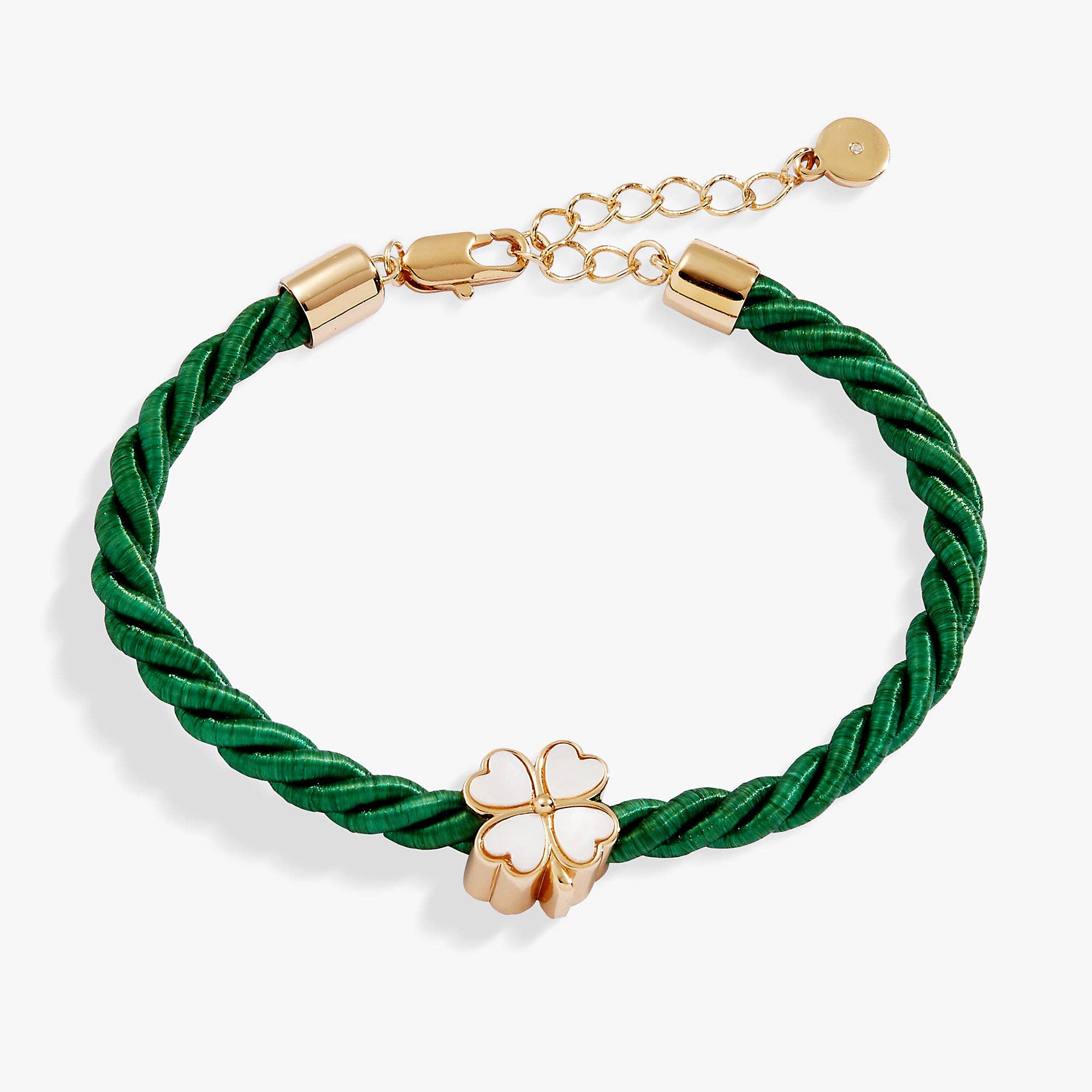 Four Leaf Clover Cord Bracelet: Gold