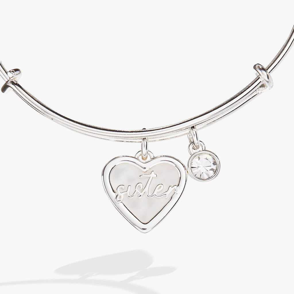 Sister Mother of Pearl Bangle: Silver