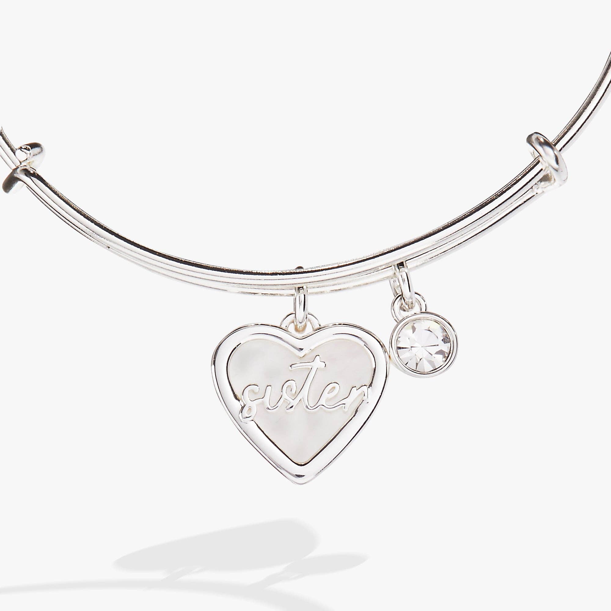 Sister Mother of Pearl Bangle: Silver