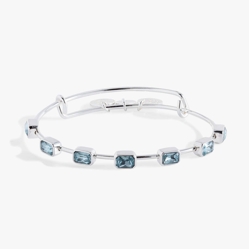 March Birthstone Emerald Cut Bangle: Silver