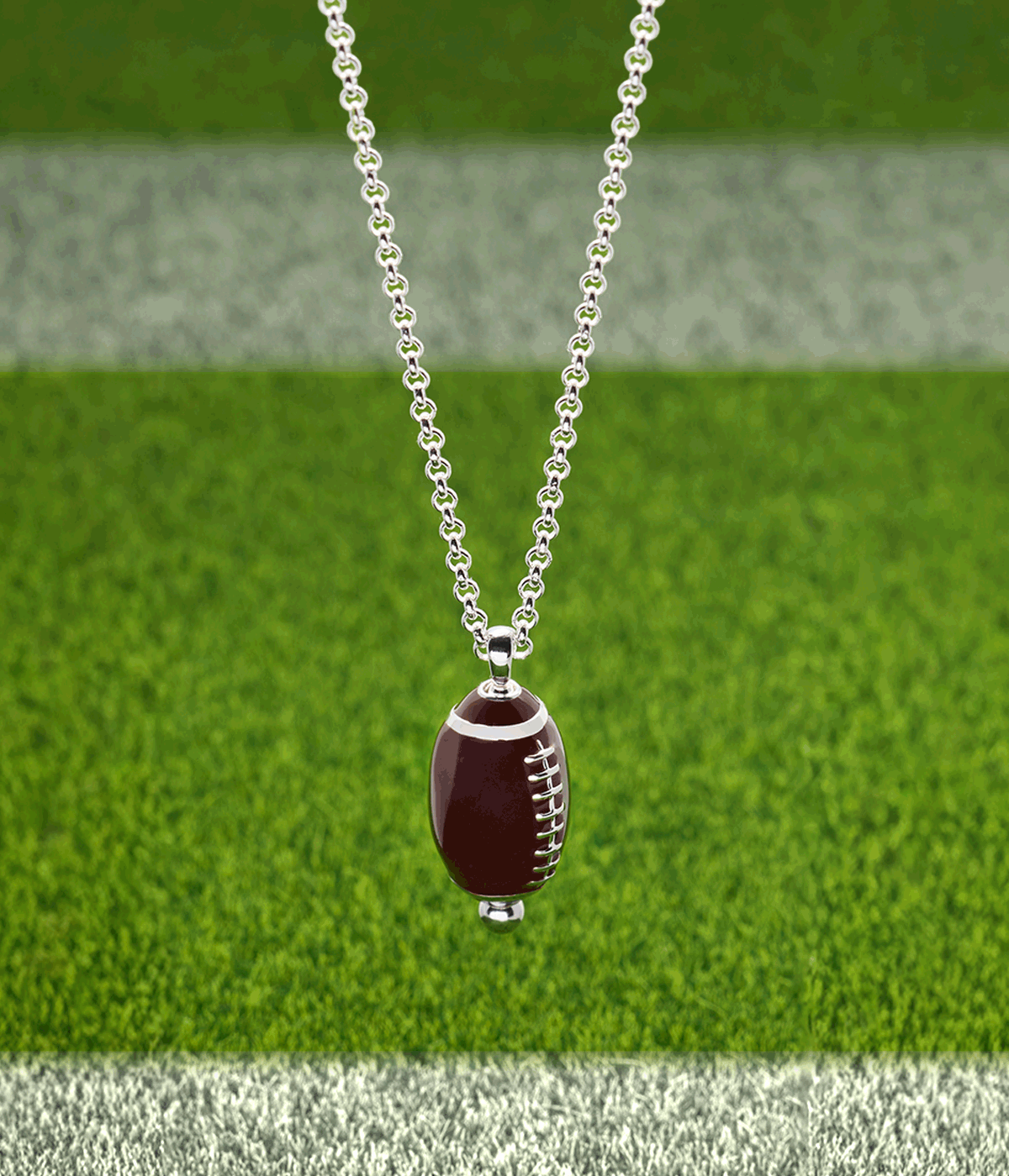 Football Spinner Pendant: Silver