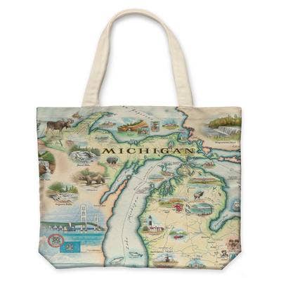 Michigan State Map Canvas Tote Bag – Eco-Friendly & Durable