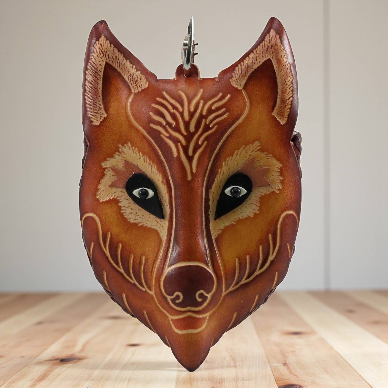 Cp3528 Handmade leather ?Wolf Coin Purse wristlet