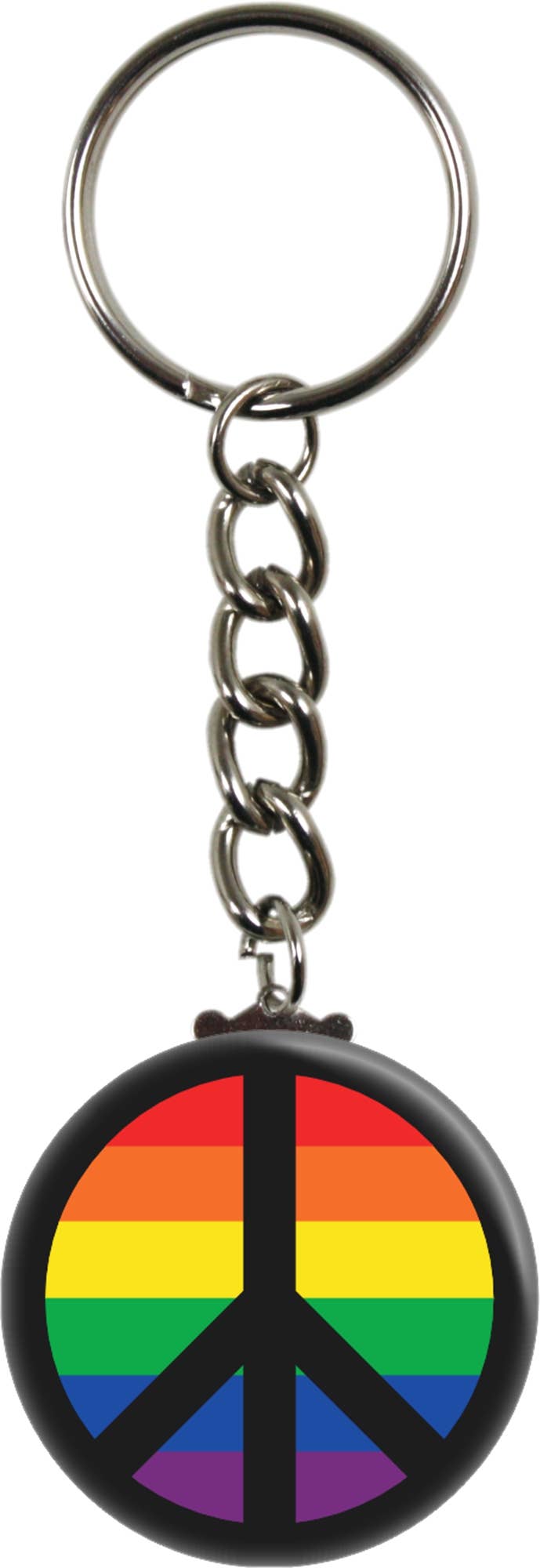 Keychain - Peace Sign - Three Color Options: Black / Rainbow