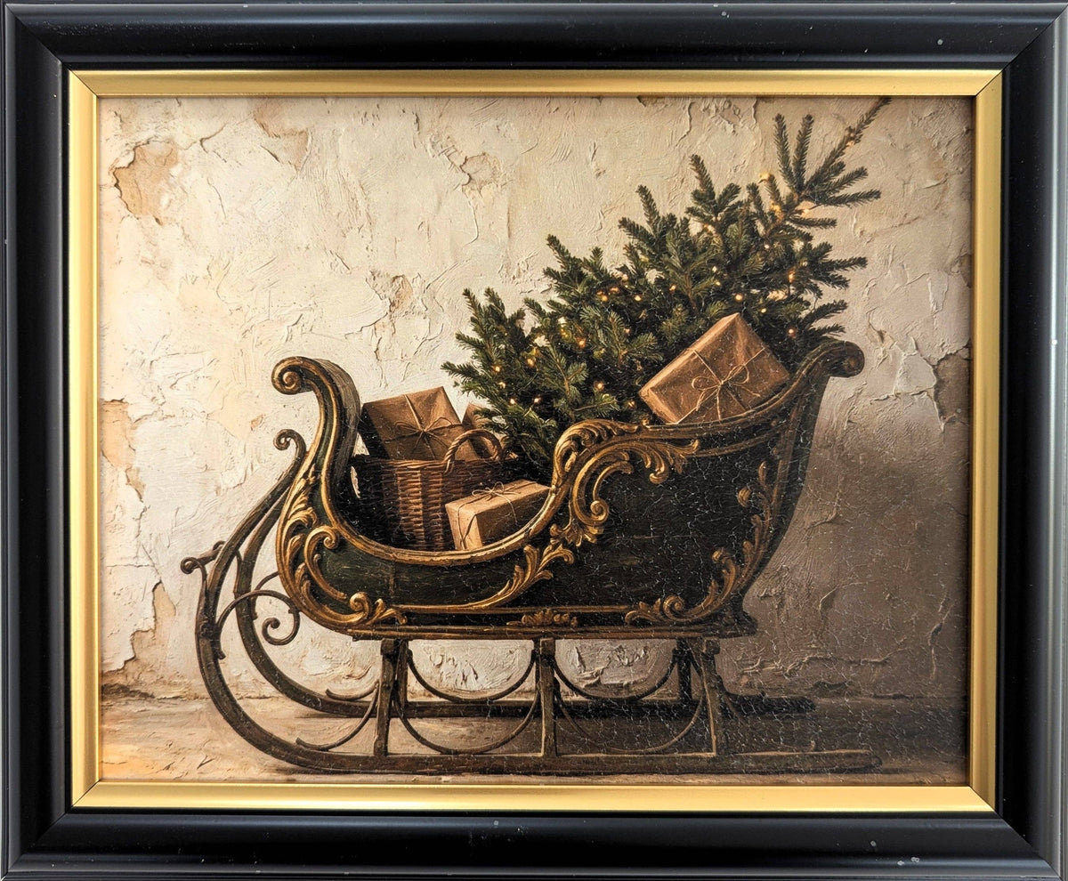Green Sled – Vintage Christmas Wall Art: P8 / 12" x 10"