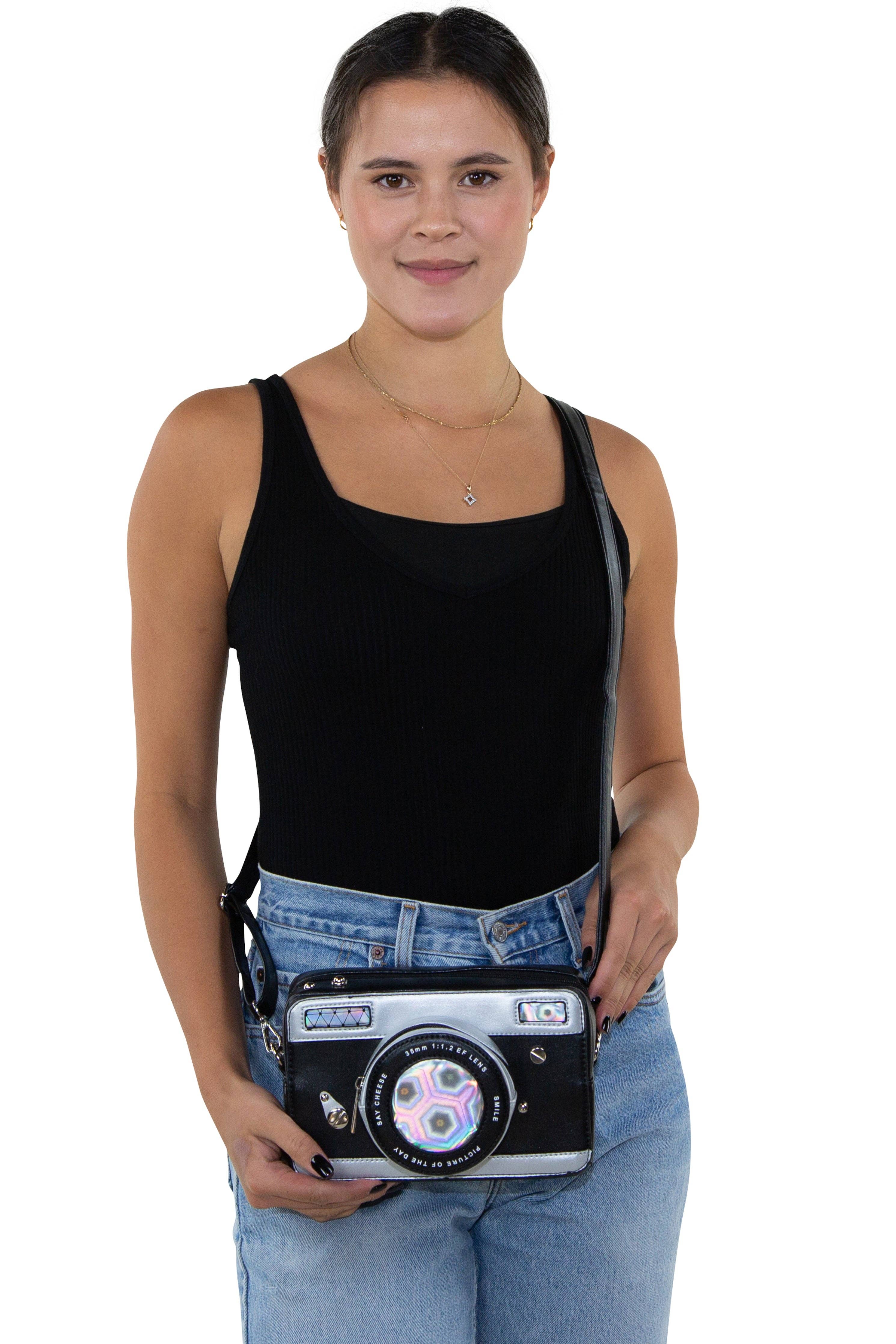 Camera Cross Body Bag in Vinyl