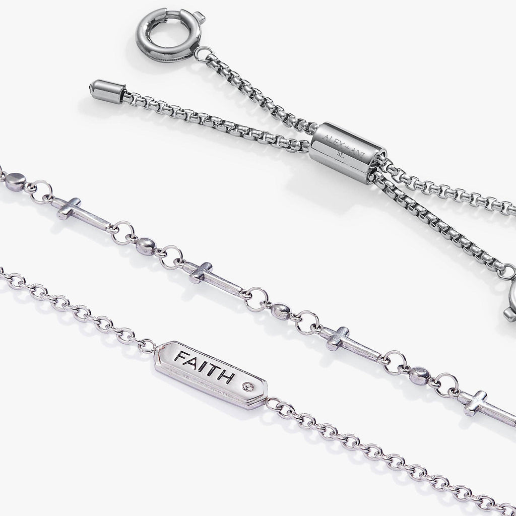 Faith Stranded™ Bracelet Set: Stainless Steel Silver
