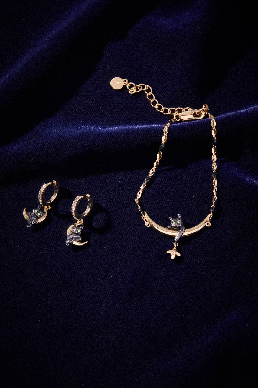 Celestial Cat Huggie Earring: Two Tone