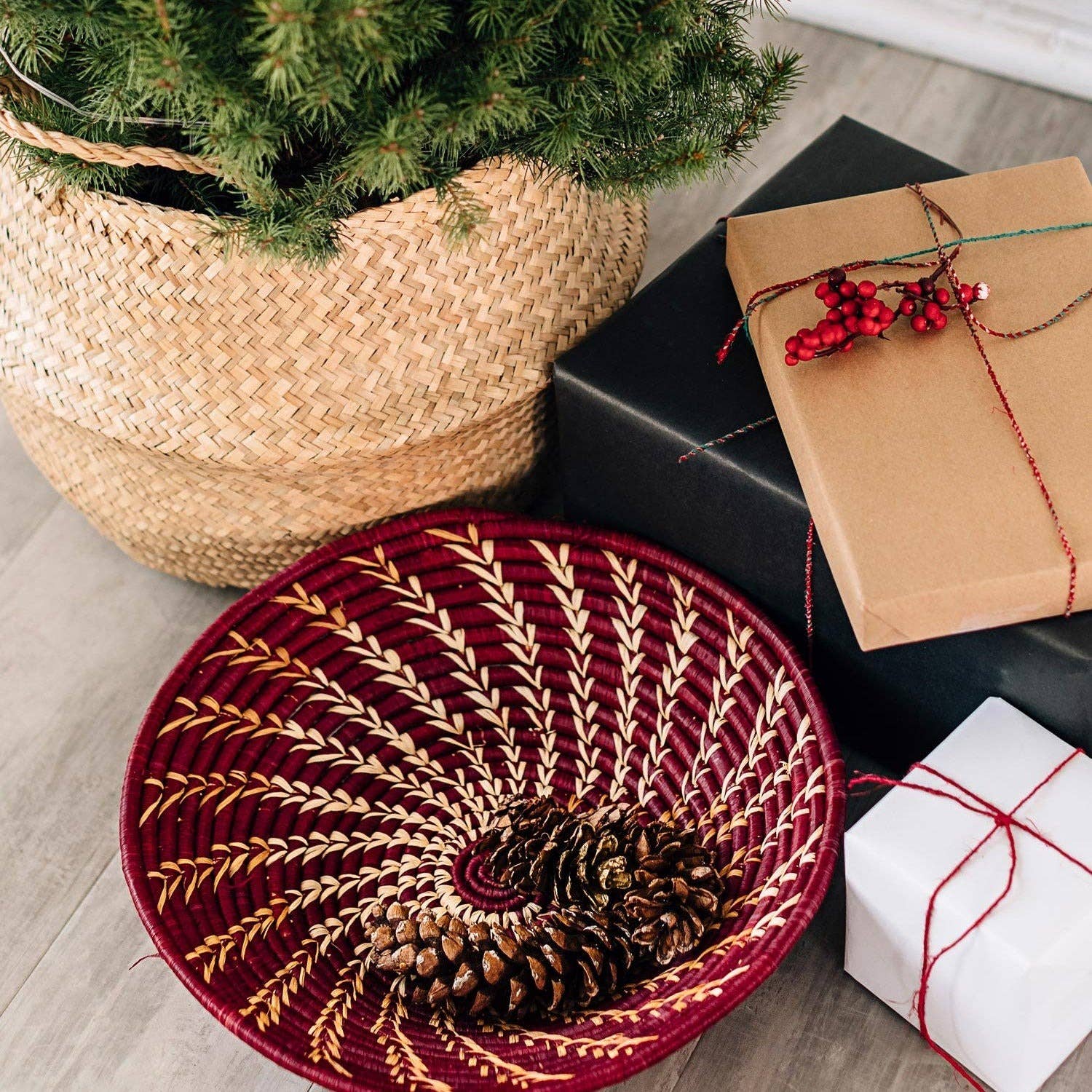 Burgundy Twist Basket