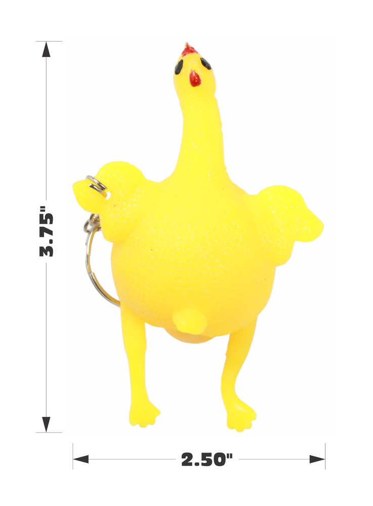 Keychain - Rubber Chicken Laying Egg Squishy Humor Gag Gift