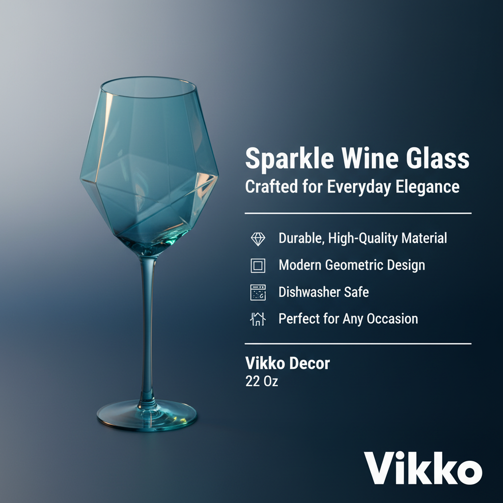 Vikko Decor - Sparkle, Blue, Wine Glass, 22 Oz