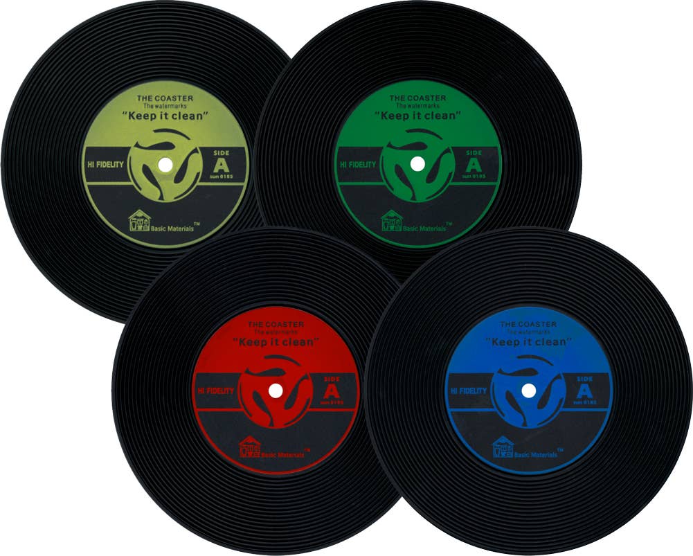 LP Vinyl Record Coasters 4 COLORS - DJ Music Retro Gift POP: Yellow