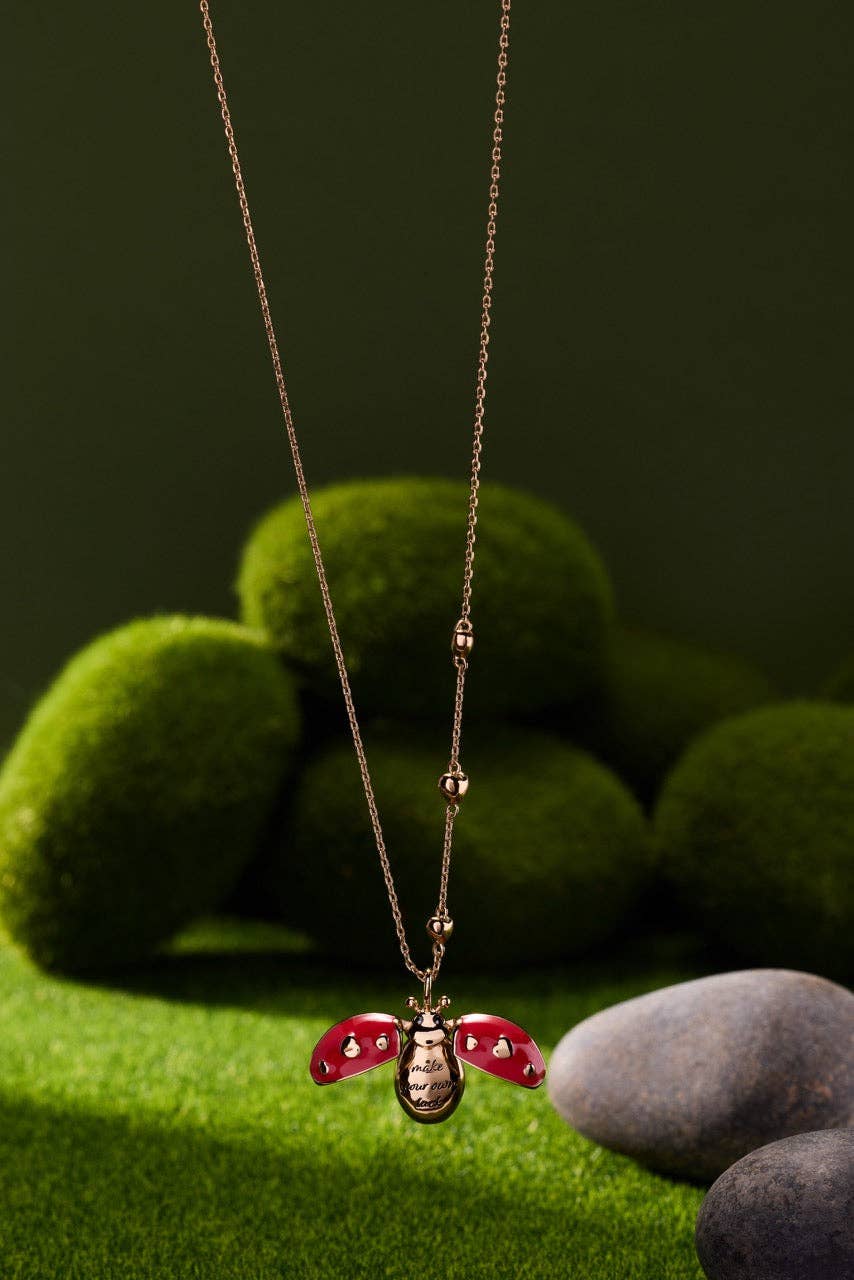 'Make Your Own Luck' Ladybug Locket Pendant: Gold
