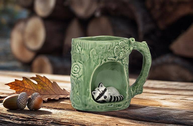 Tree Look Mug with Raccoon-4"H(12oz)
