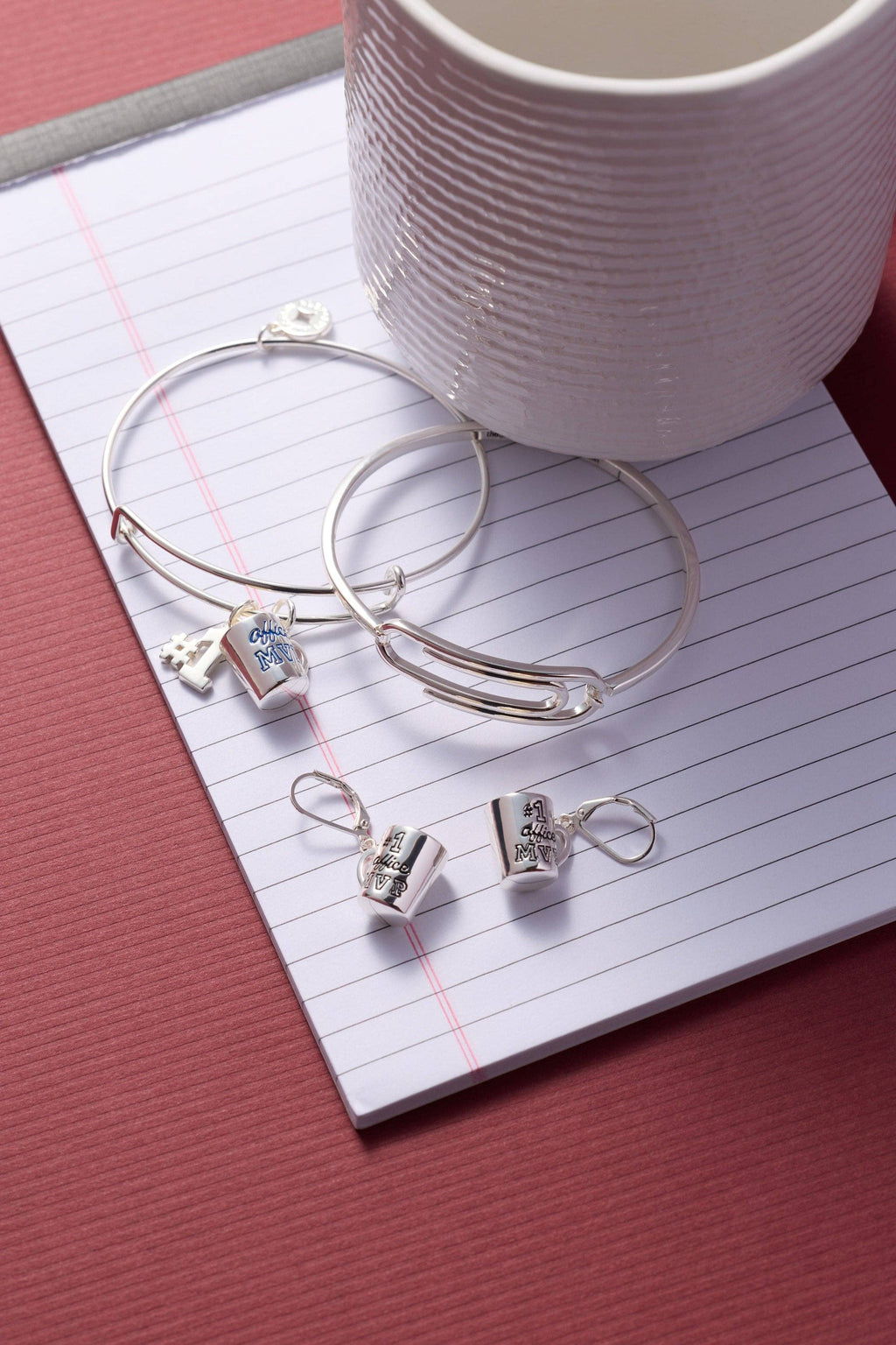 #1 'Office MVP' Mug Earrings: Silver