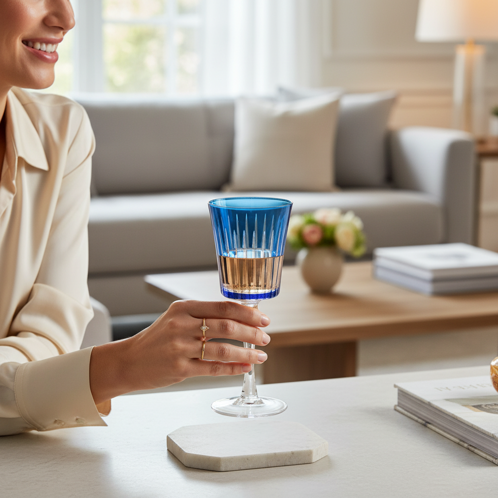 Vikko Décor - Timeless, 8oz Wine Glass, Blue