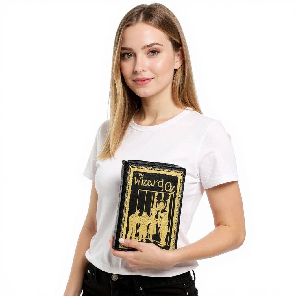 Wizard of Oz Book Clutch Bag in Vinyl Material: Black