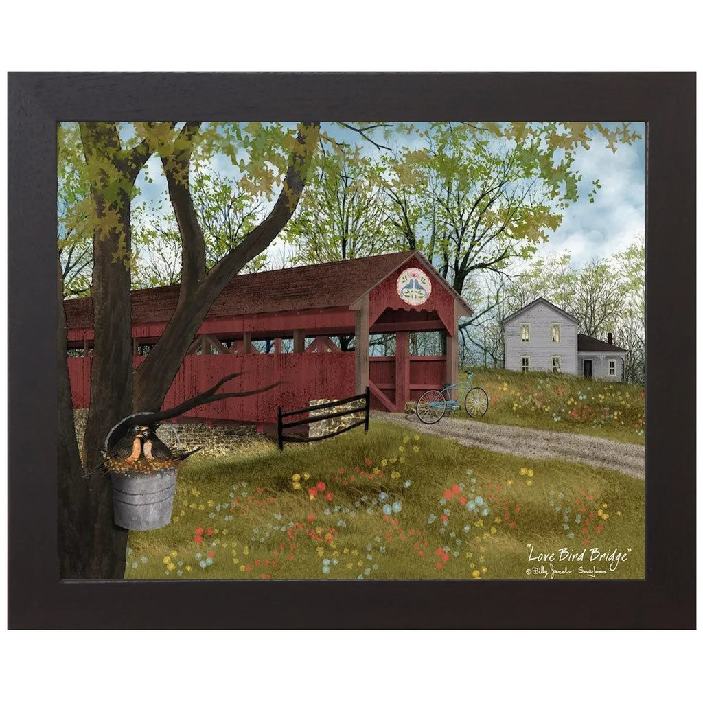 Love Bird Bridge by artist Billy Jacobs Framed Art : Black Frame