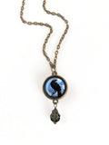 Purple Crow or Raven Goth Halloween Pendant Necklace w/Bead