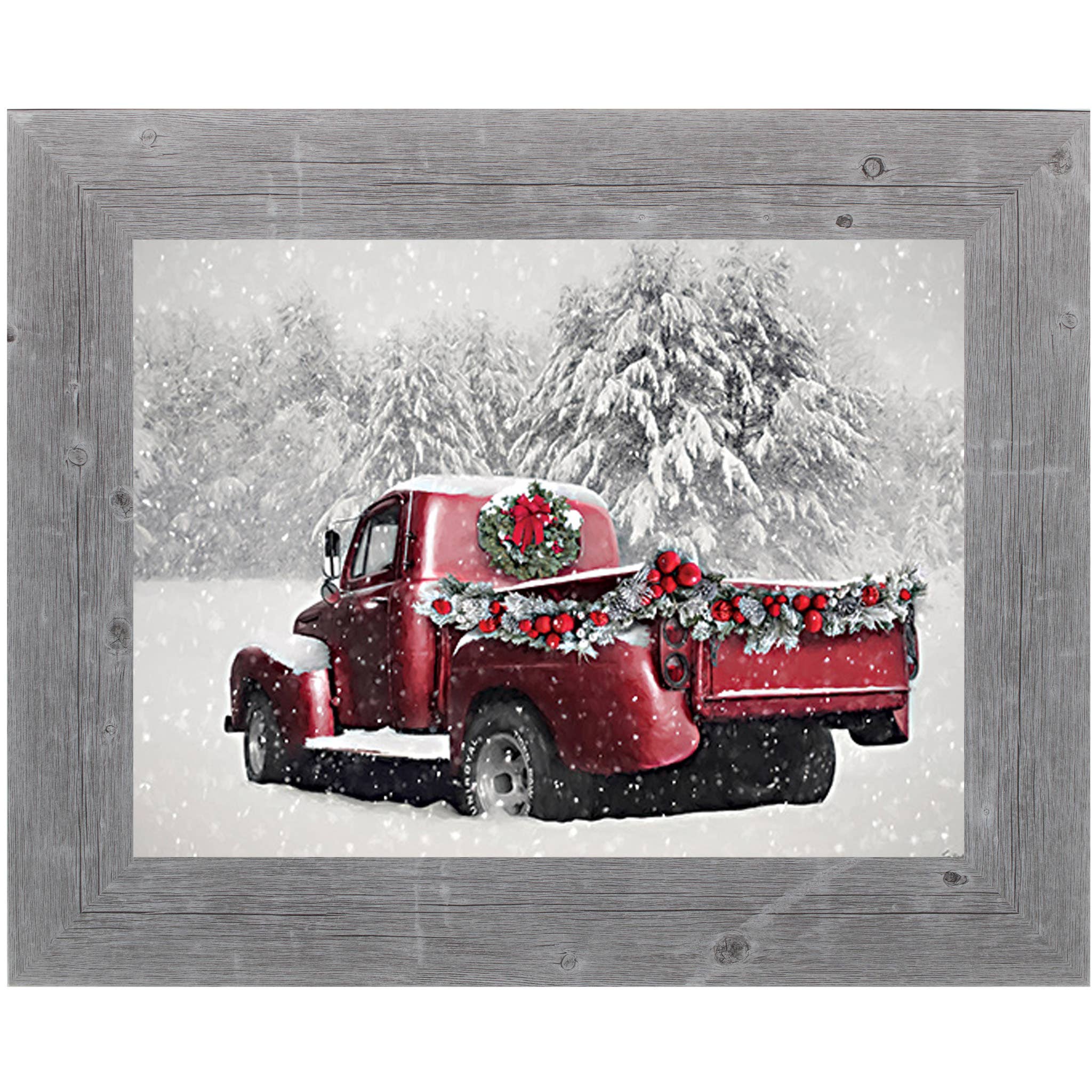 Winter Wonderland By Lori Deiter Framed Snow Red Truck Art: Black Frame