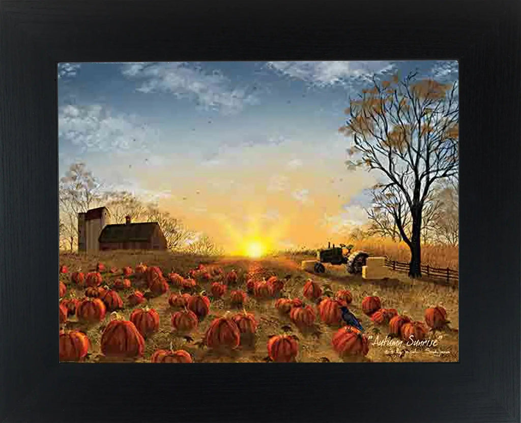 Autumn Sunrise By Artist Billy Jacobs Art Framed Print  : Black Frame
