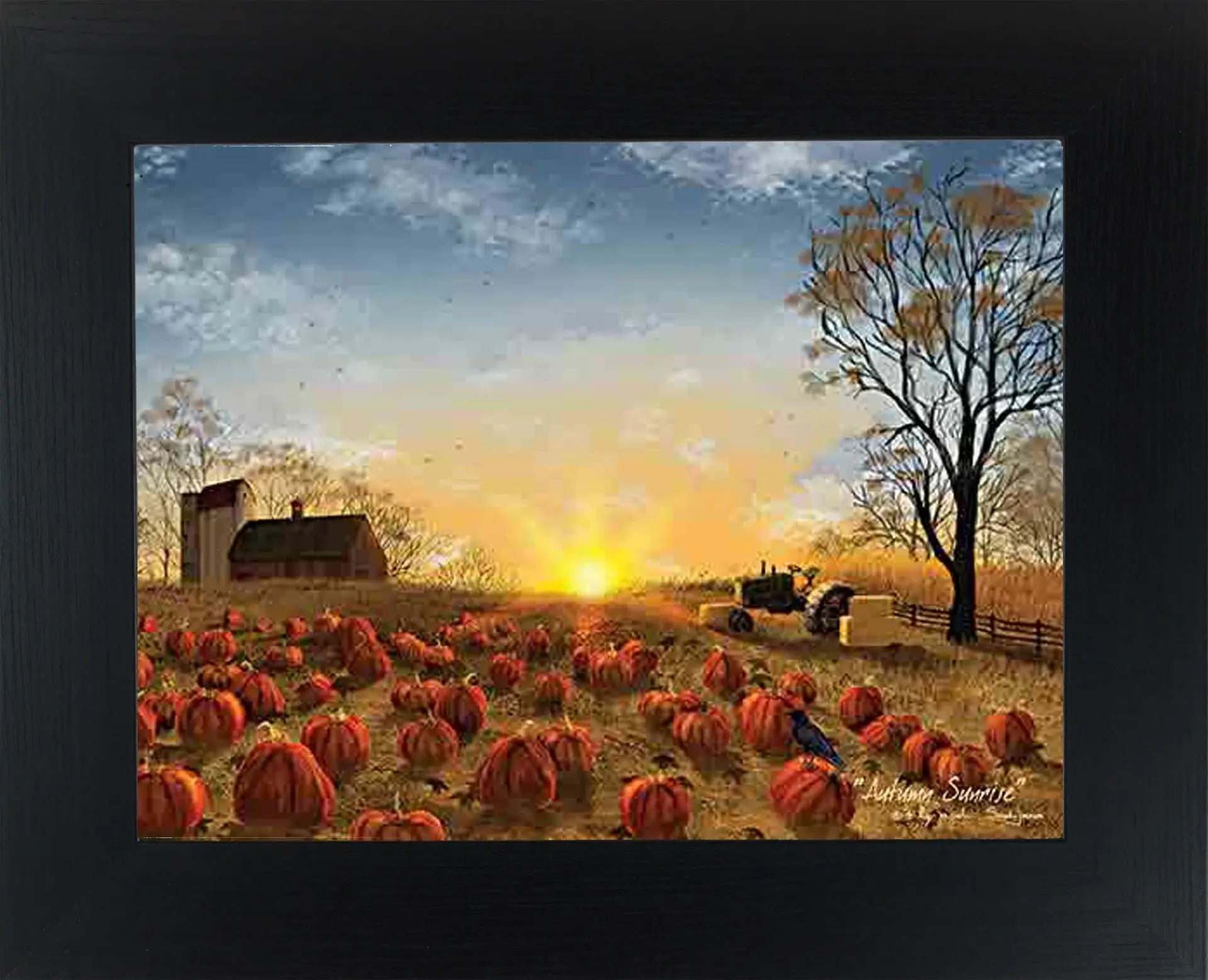 Autumn Sunrise By Artist Billy Jacobs Art Framed Print  : Black Frame