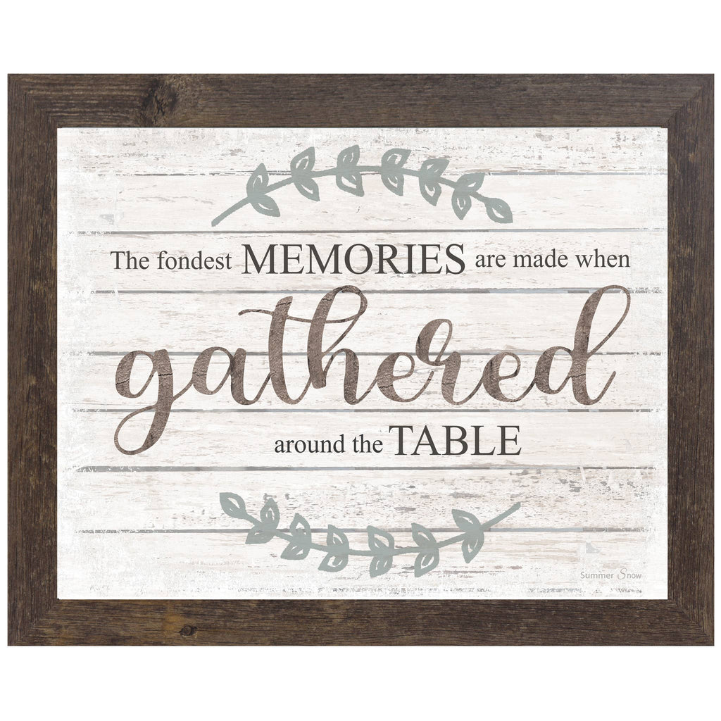 Our Greatest Memories Are Made Gathered Around The Table Art: Brown Frame / 13x16" with 1" frame