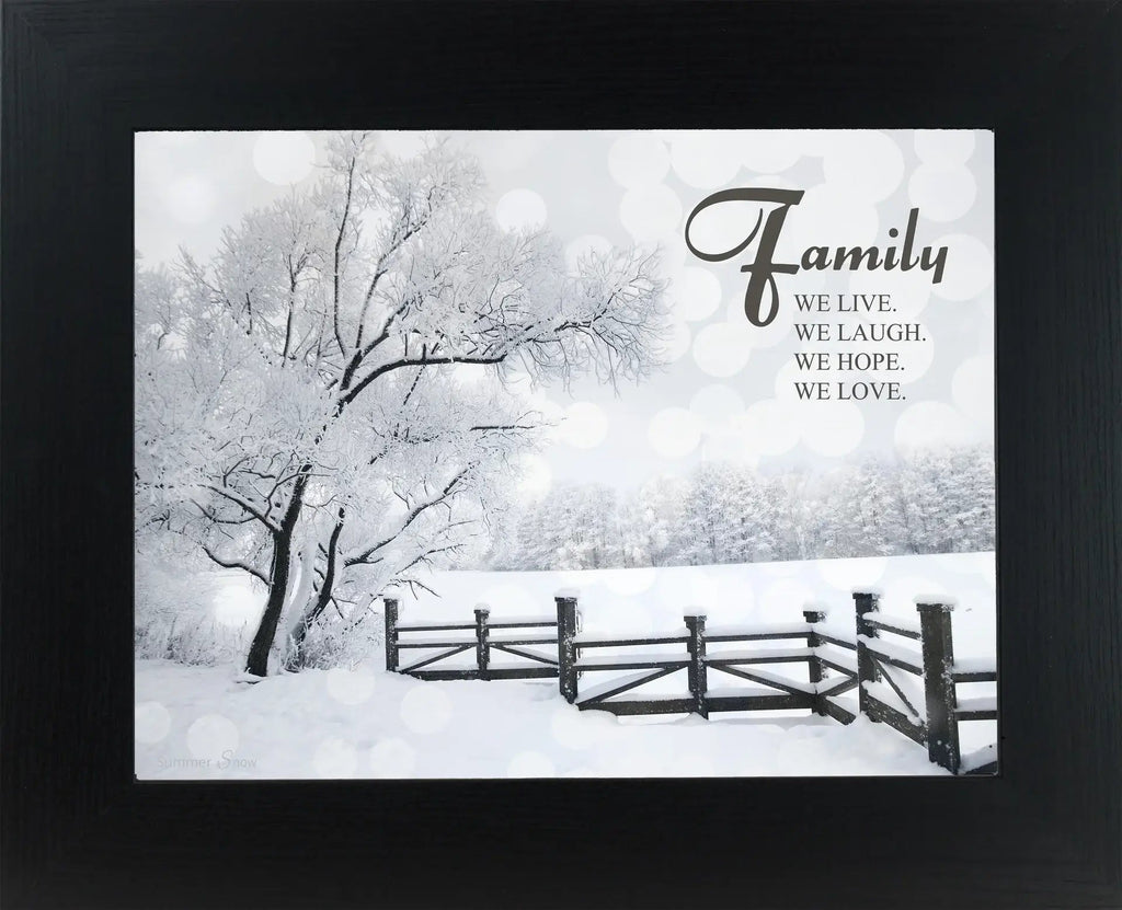 Family We Live Laugh Love Hope Framed Winter Christmas Art: Black Frame / 13x16" with 1" frame