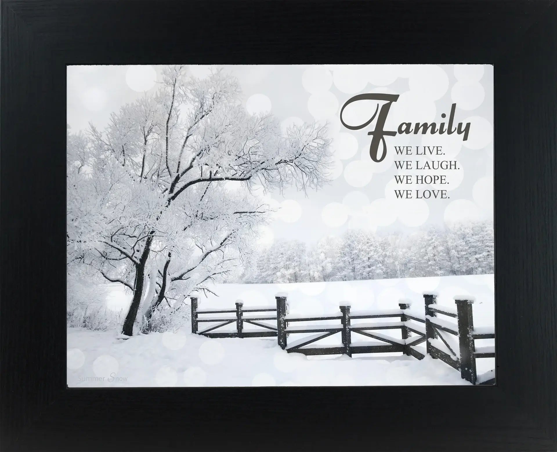 Family We Live Laugh Love Hope Framed Winter Christmas Art: Black Frame / 13x16" with 1" frame