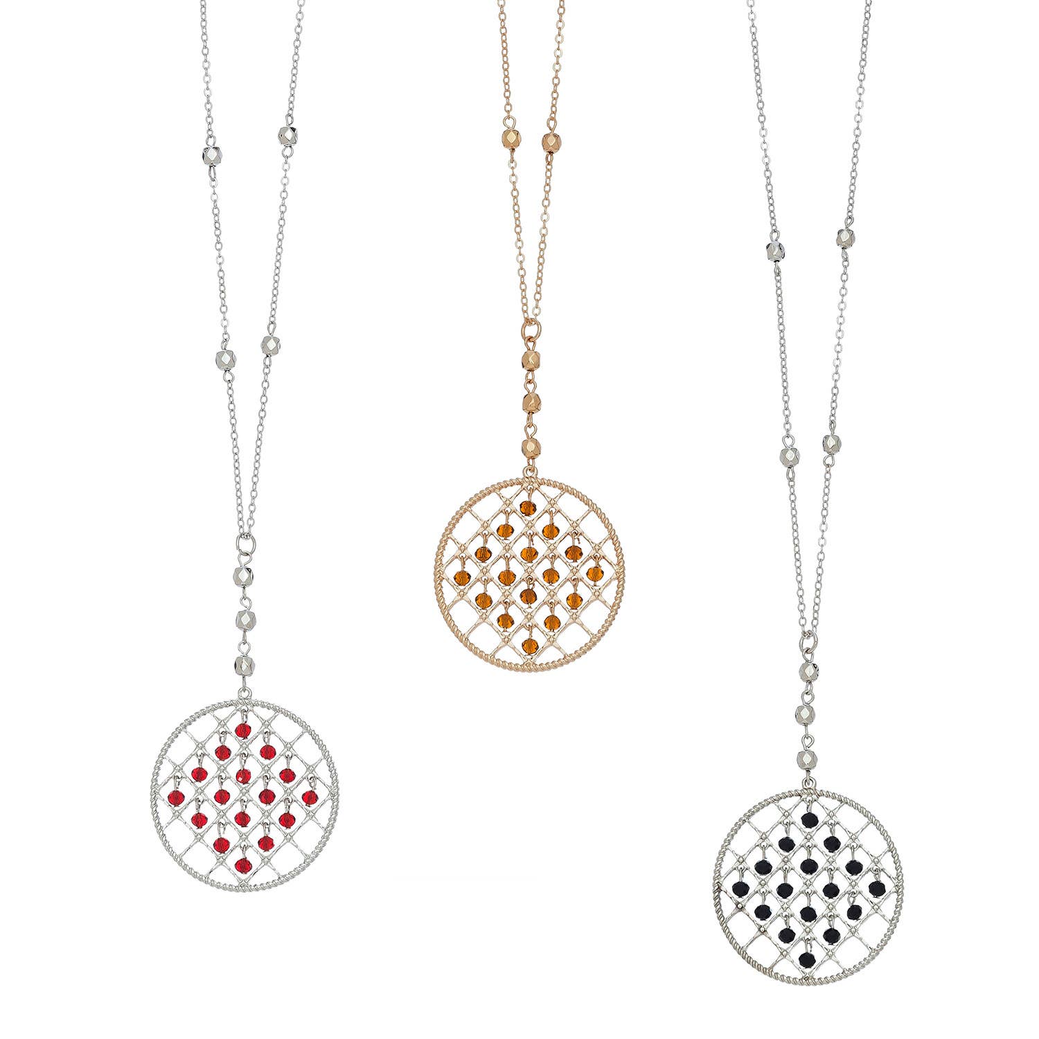Mosaic Bead Drop Round Shape Necklace Asst