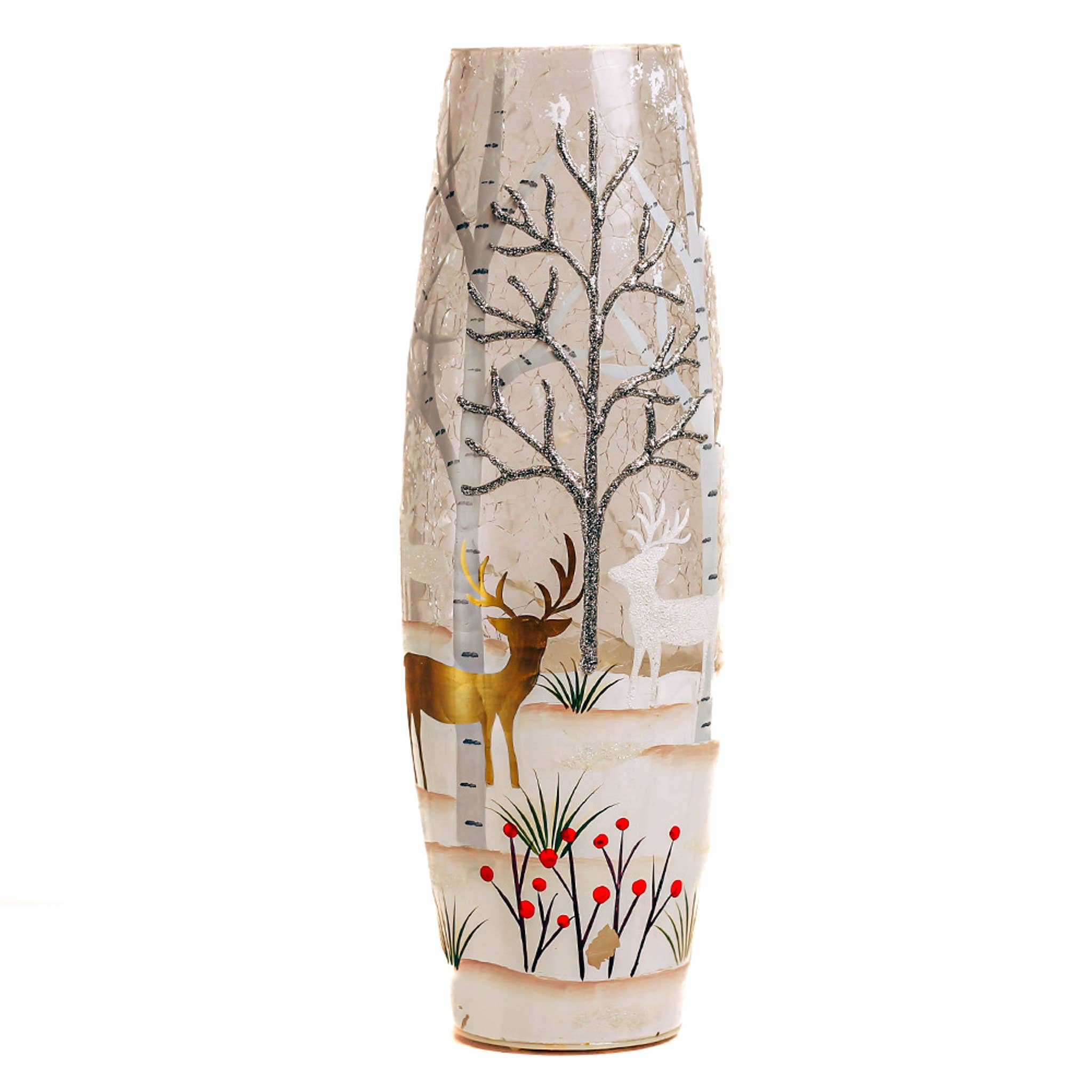 Silver & Gold Glass Vase with LED String Lights — Christmas, Holiday Decorations