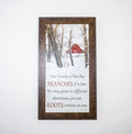 Our Family Branches Of A Tree Winter Red Barn Art: Brown Frame / 16x28" with 2.5" frame
